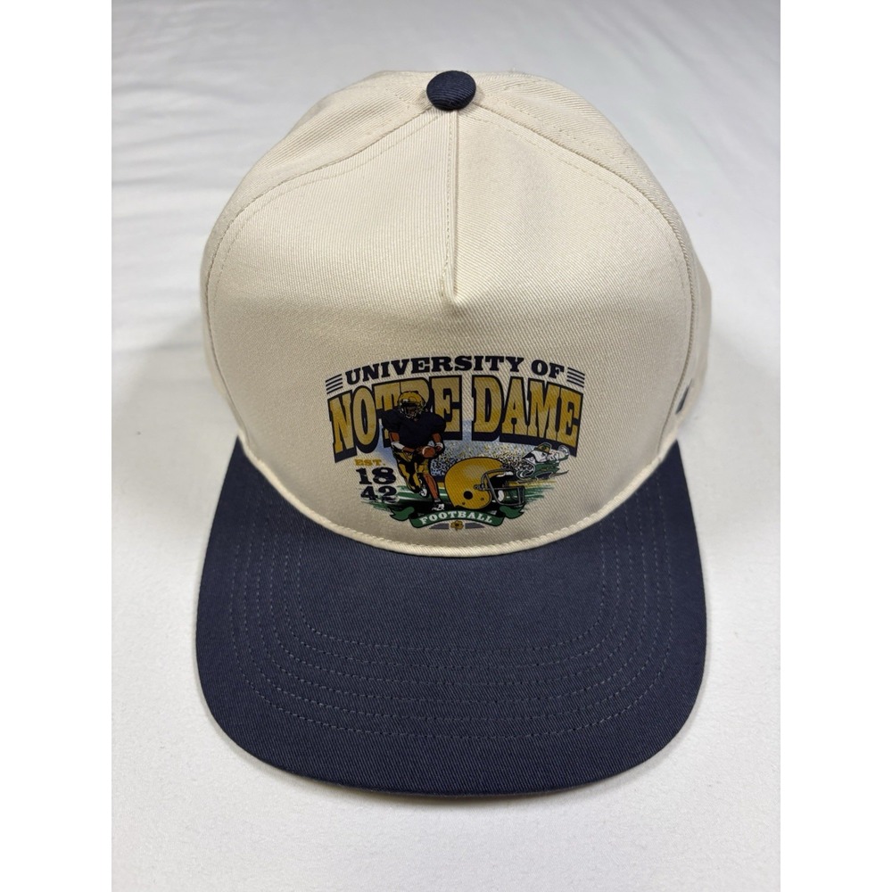 NWT Vintage 47 Brand Notre Dame Football Snapback Hat Cream Navy Hitch Cap 1842